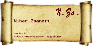 Nuber Zsanett névjegykártya